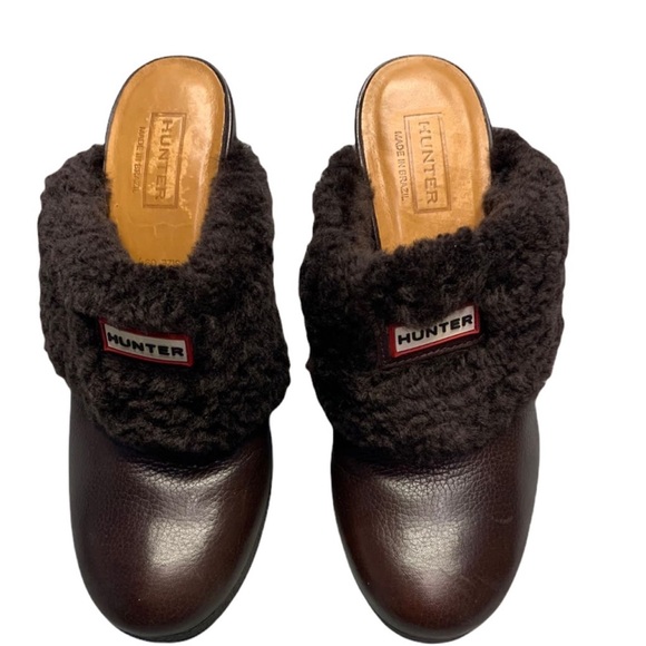 Hunter Mule Clogs with Sheep Skin Lining. Brown. Size 7 - Picture 2 of 5